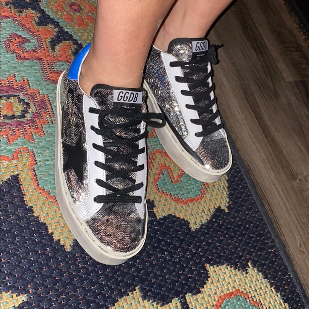 Authentic Golden Goose Hi Star Sequin Platform 38